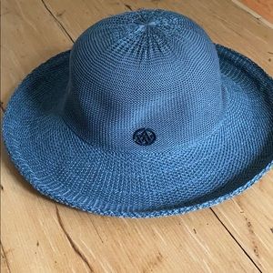 Taupe woven adjustable wide brim sun hat